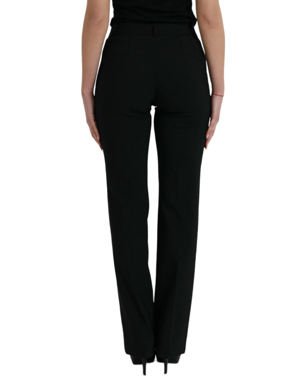 Dolce & Gabbana Black Wool Mid Waist Tapered Pants - Zeiniez