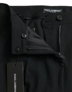 Dolce & Gabbana Black Wool Mid Waist Tapered Pants - Zeiniez