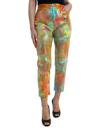 Dolce & Gabbana Multicolor Tie Dye Sequined High Waist Cropped Pants - Zeiniez