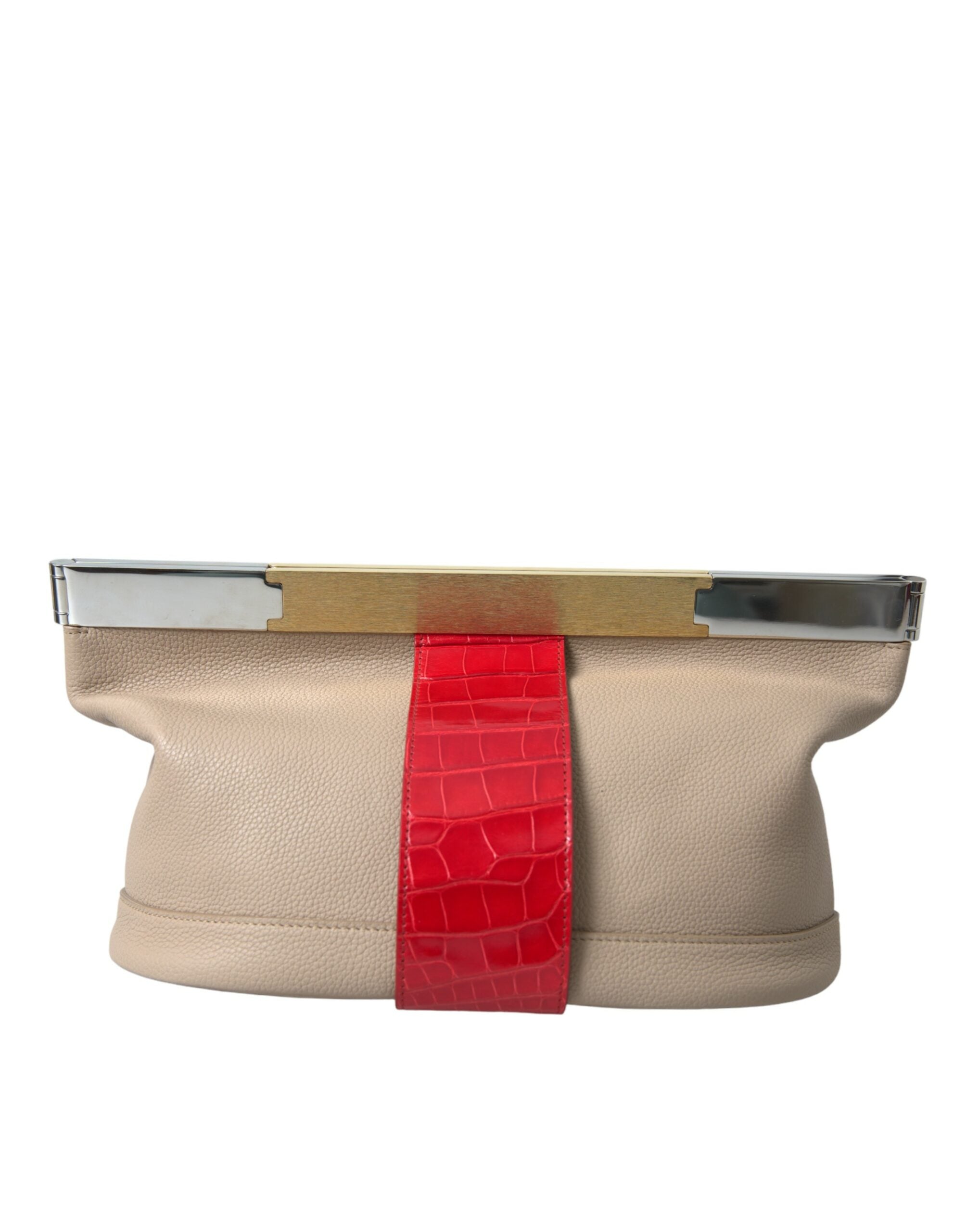 Balenciaga Beige Red Two Tone Exotic Leather Pouch Bag - Zeiniez