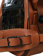 Balenciaga Black Brown Exotic Skin Leather Vertical Crossbody Purse Bag - Zeiniez