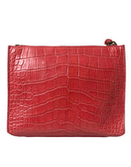 Balenciaga Red Exotic Skin Leather Classic Pouch Purse Wristlet Bag - Zeiniez