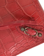 Balenciaga Red Exotic Skin Leather Classic Pouch Purse Wristlet Bag - Zeiniez