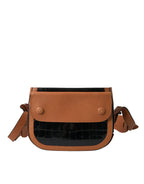 Balenciaga Black Brown Exotic Skin Leather Shoulder Camera Purse Bag - Zeiniez