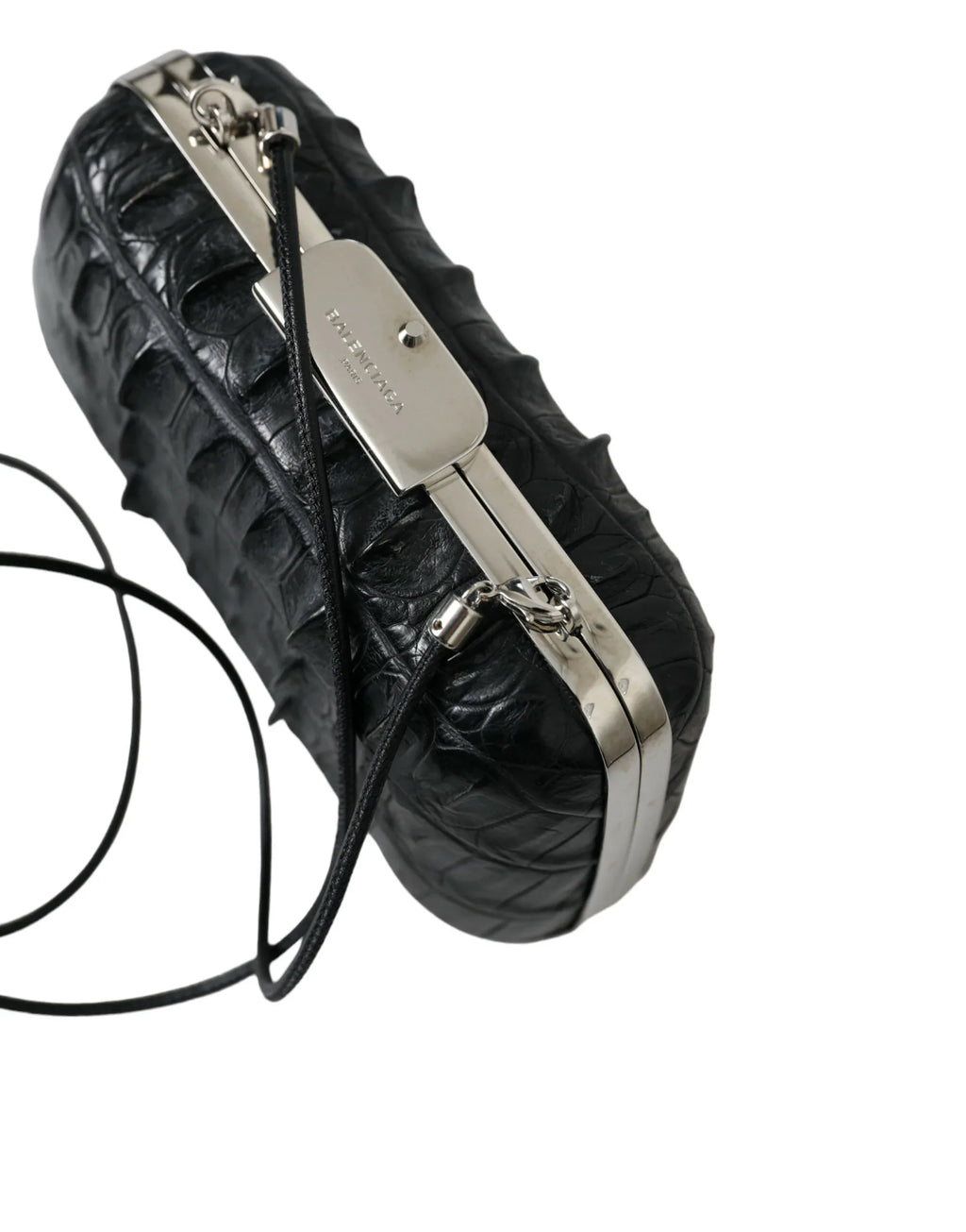 Balenciaga Black Exotic Skin Leather Shoulder Crossbody Box Clutch Bag - Zeiniez
