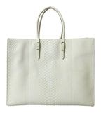 Balenciaga White Yellow Exotic Skin Leather Shopping Tote PAPIER Bag - Zeiniez