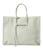 Balenciaga White Yellow Exotic Skin Leather Shopping Tote PAPIER Bag - Zeiniez
