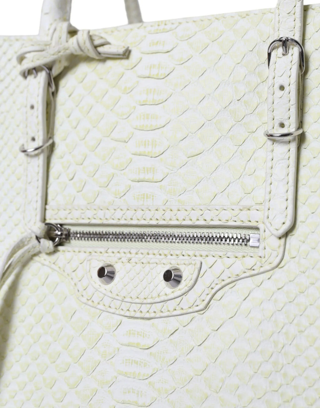 Balenciaga White Yellow Exotic Skin Leather Shopping Tote PAPIER Bag - Zeiniez