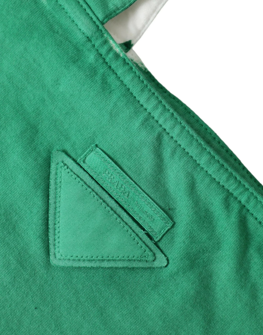 Prada Green Jersey Fabric Logo Shoulder Shopping Tote Shopping Bag - Zeiniez