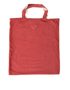Prada Red Jersey Fabric Logo Shoulder Shopping Tote Bag - Zeiniez