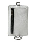 Dolce & Gabbana White Calf Leather Lanyard Logo Card Holder Wallet - Zeiniez