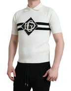 Dolce & Gabbana White DG Logo Collared Henley Shirt T-shirt - Zeiniez