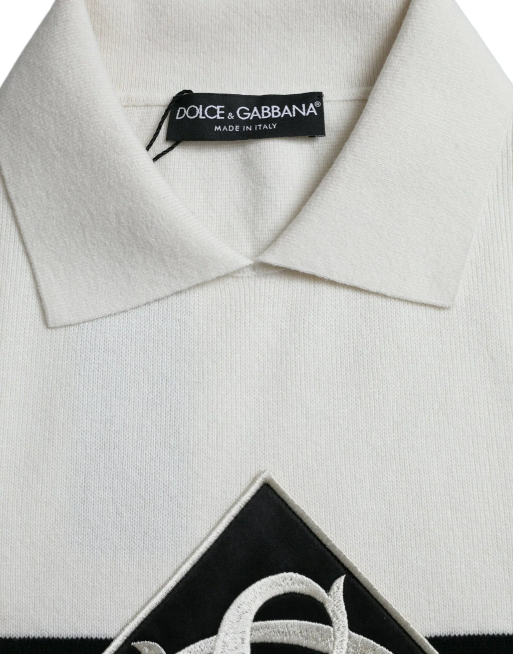 Dolce & Gabbana White DG Logo Collared Henley Shirt T-shirt - Zeiniez