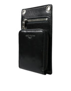 Dolce & Gabbana Wallet Black Horse Leather Zip Logo Cross Body Phone Slot - Zeiniez