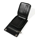 Dolce & Gabbana Wallet Black Horse Leather Zip Logo Cross Body Phone Slot - Zeiniez