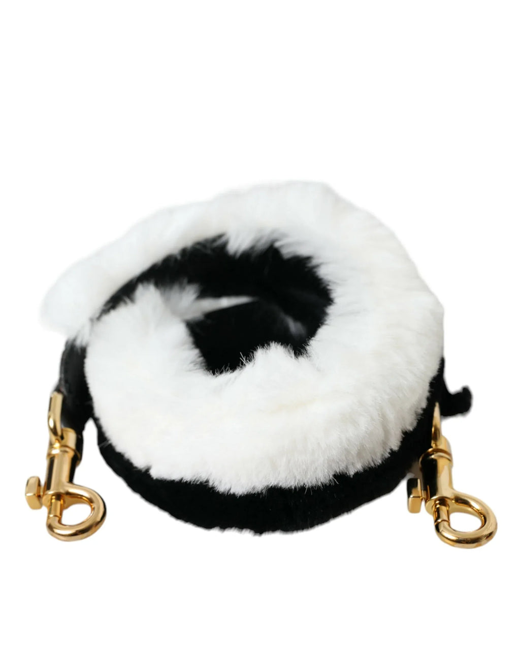 Dolce & Gabbana Black White Lapin Fur Accessory Shoulder Strap - Zeiniez