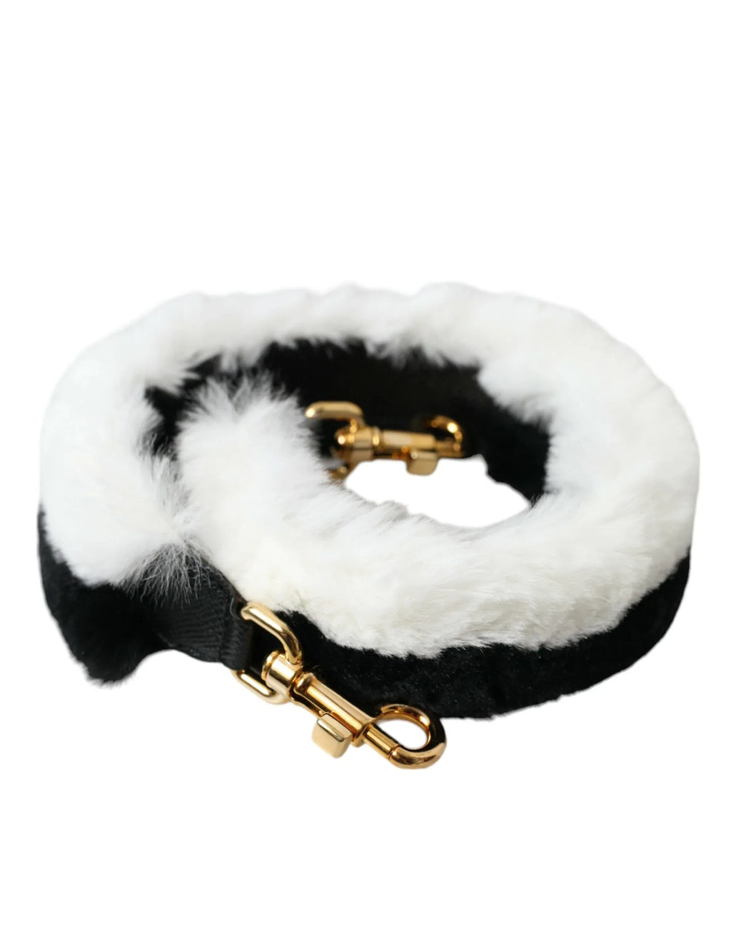 Dolce & Gabbana Black White Lapin Fur Accessory Shoulder Strap - Zeiniez