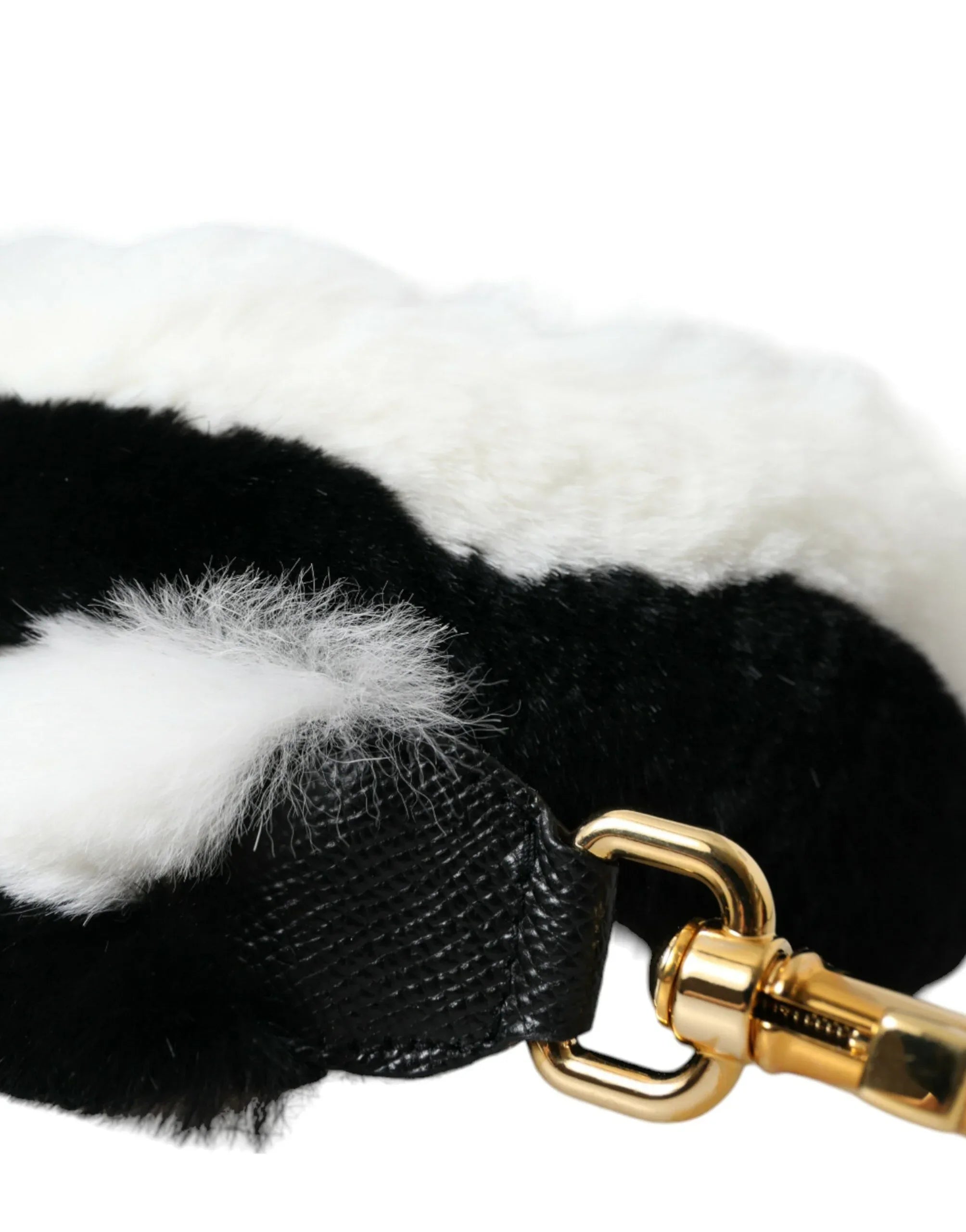 Dolce & Gabbana Black White Lapin Fur Accessory Shoulder Strap - Zeiniez