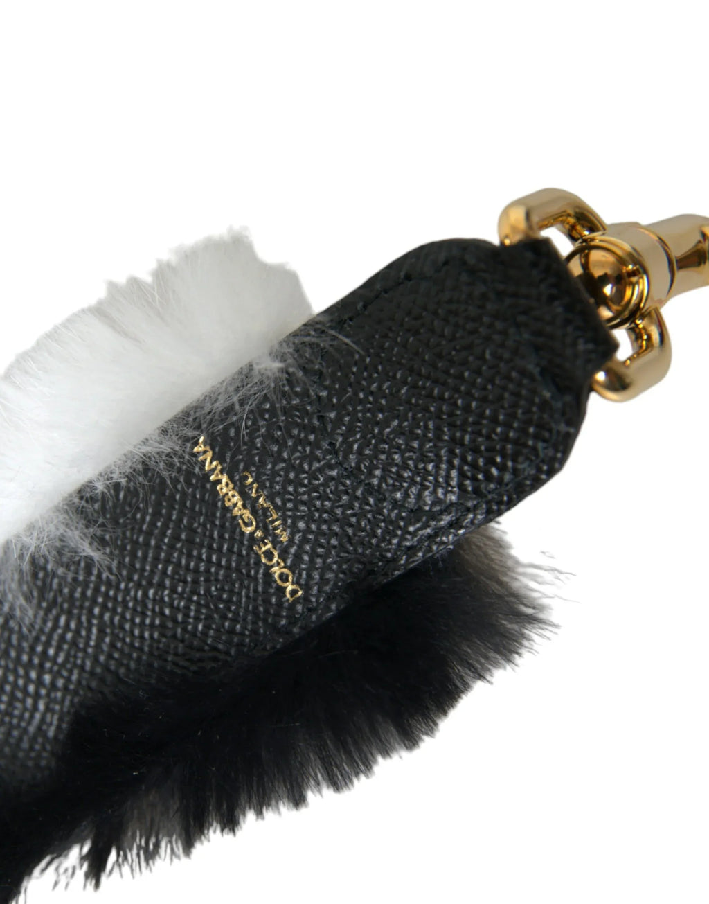 Dolce & Gabbana Black White Lapin Fur Accessory Shoulder Strap - Zeiniez
