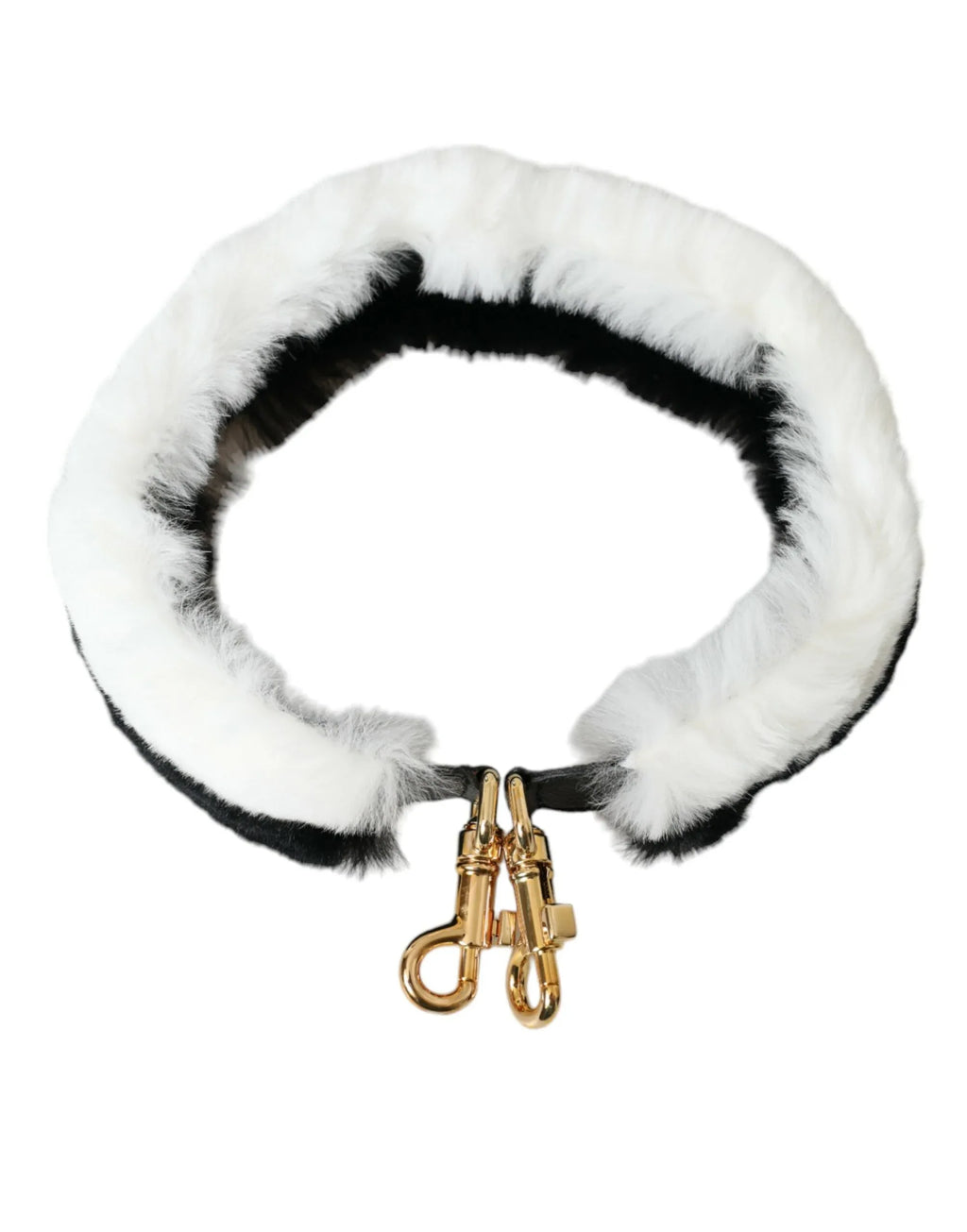 Dolce & Gabbana Black White Lapin Fur Accessory Shoulder Strap - Zeiniez