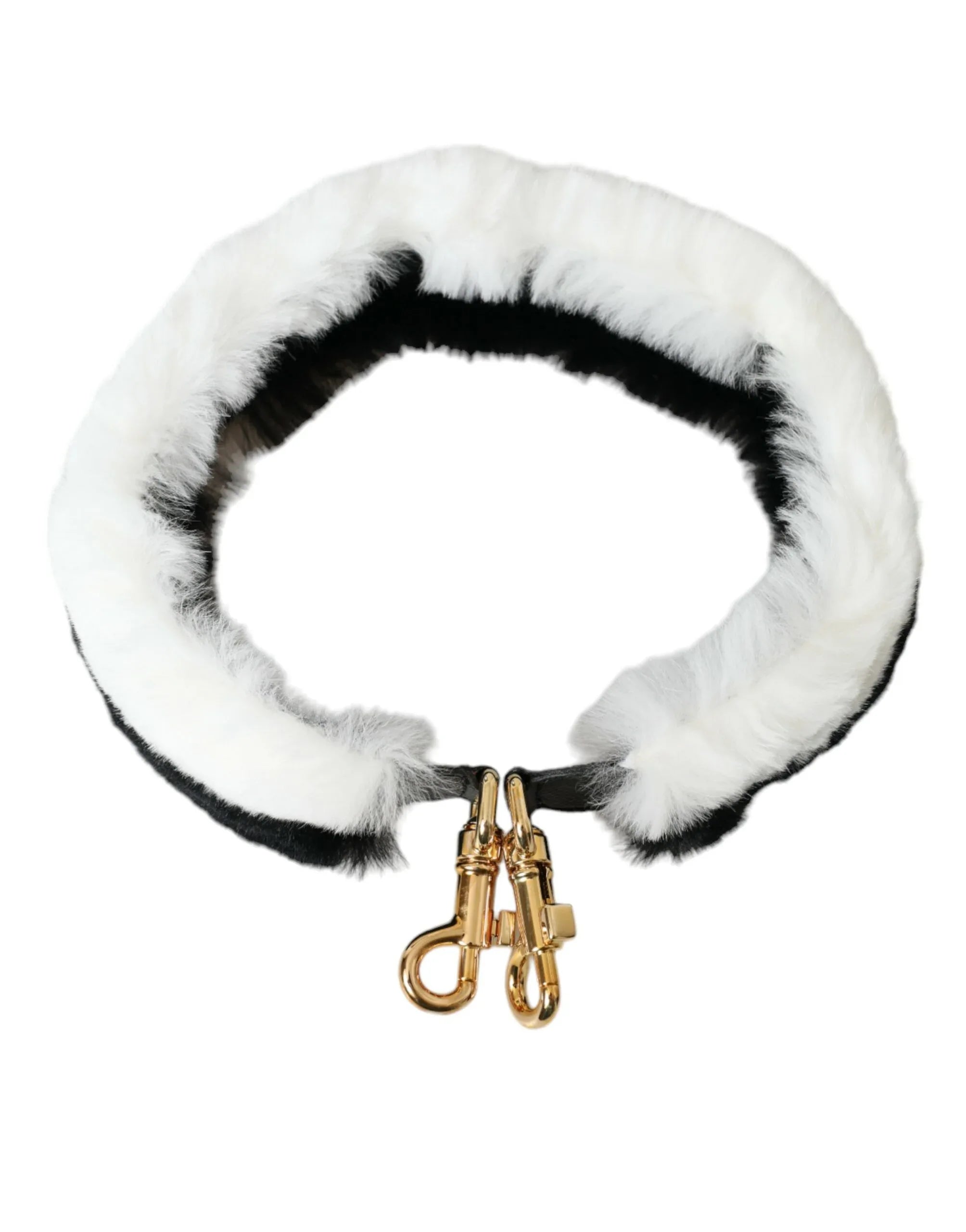 Dolce & Gabbana Black White Lapin Fur Accessory Shoulder Strap - Zeiniez