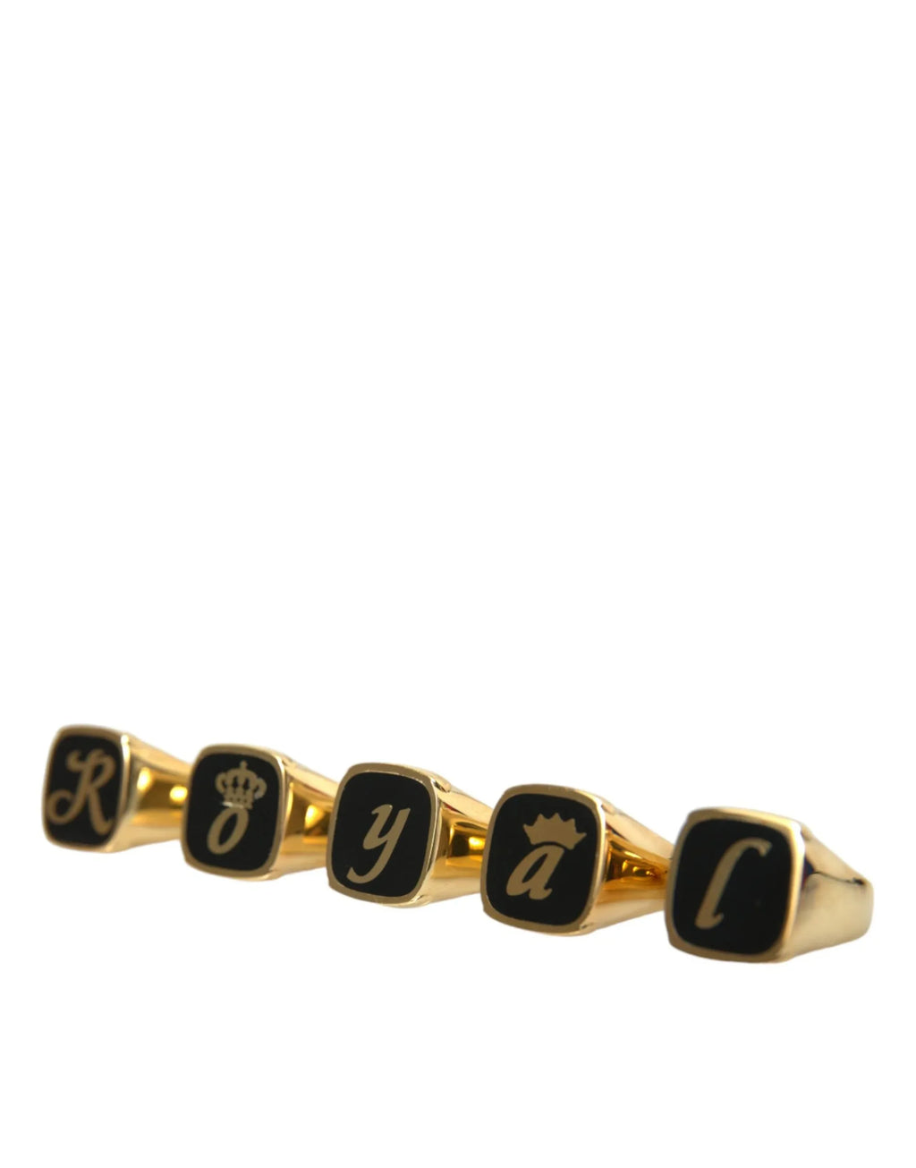 Dolce & Gabbana Gold Brass ROYAL Enamel Set of 5 Ring - Zeiniez