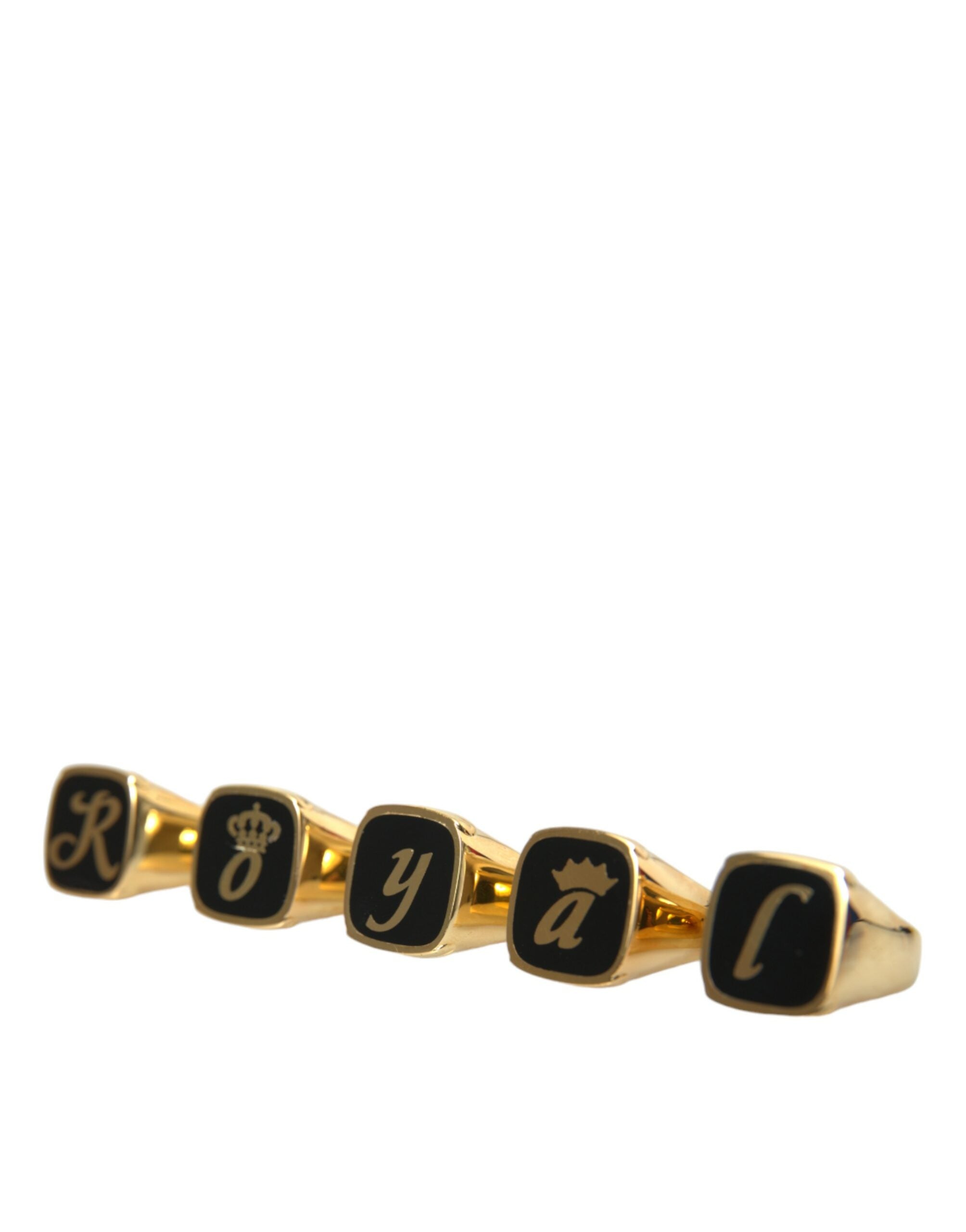 Dolce & Gabbana Gold Brass ROYAL Enamel Set of 5 Ring - Zeiniez