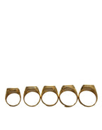 Dolce & Gabbana Gold Brass ROYAL Enamel Set of 5 Ring - Zeiniez