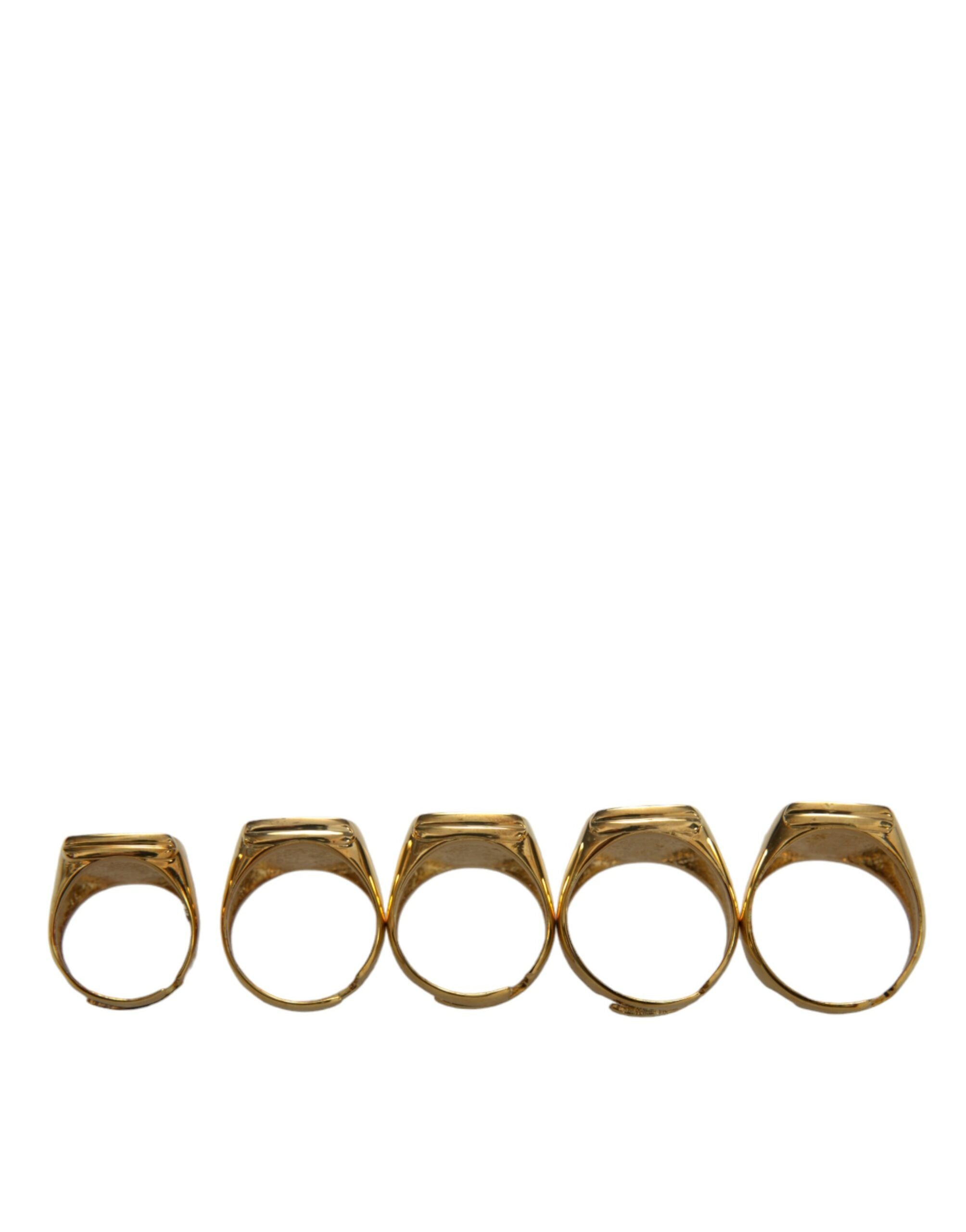 Dolce & Gabbana Gold Brass ROYAL Enamel Set of 5 Ring - Zeiniez