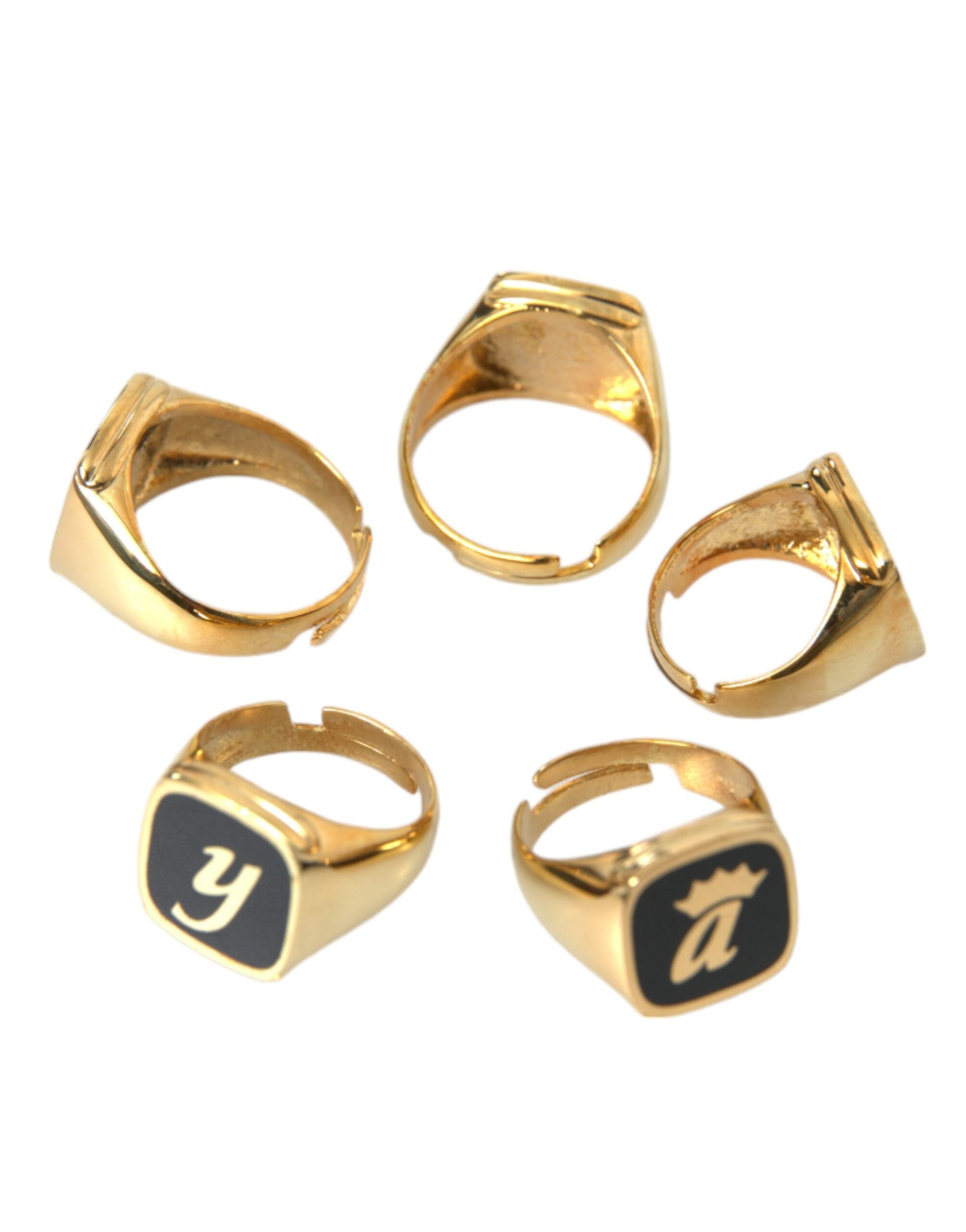 Dolce & Gabbana Gold Brass ROYAL Enamel Set of 5 Ring - Zeiniez