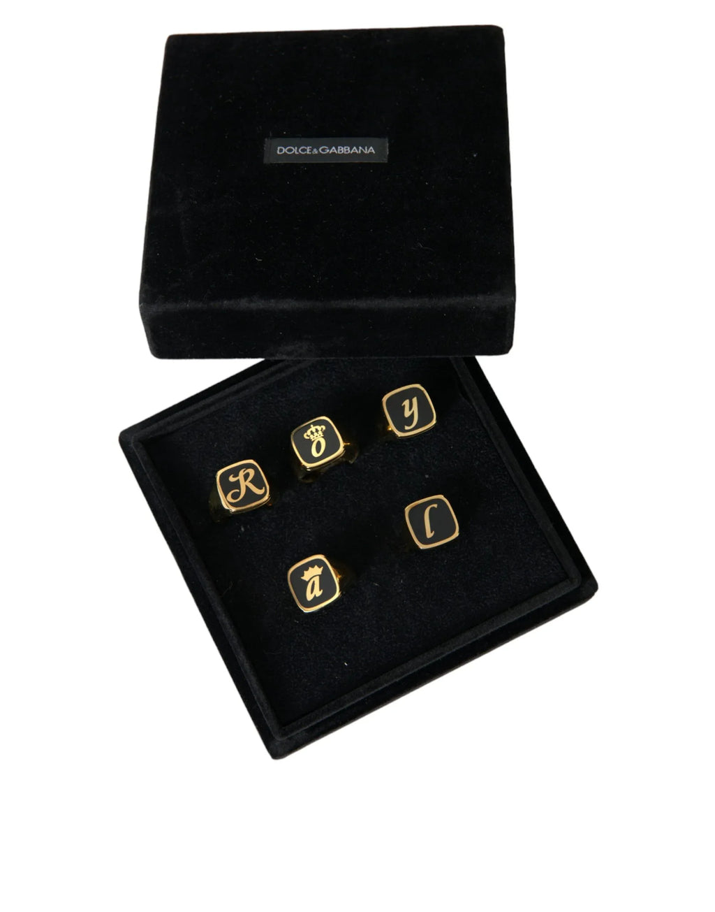 Dolce & Gabbana Gold Brass ROYAL Enamel Set of 5 Ring - Zeiniez