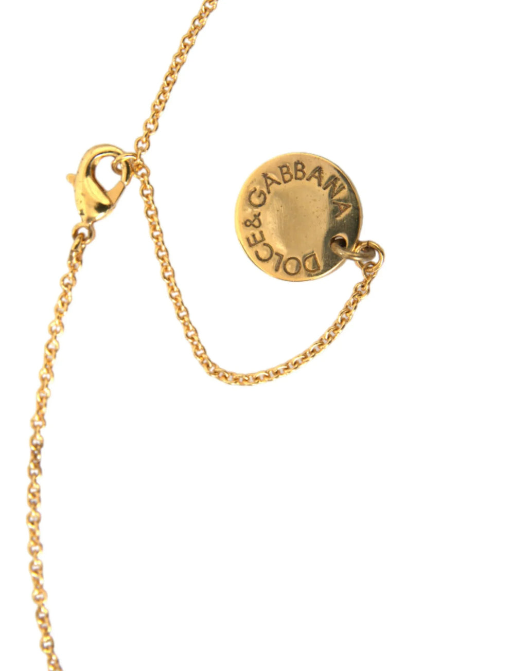 Dolce & Gabbana Gold Brass Chain Dog Heart Pendant Charm Necklace - Zeiniez