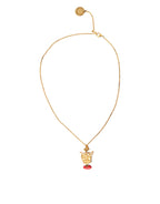 Dolce & Gabbana Gold Brass Chain Dog Heart Pendant Charm Necklace - Zeiniez