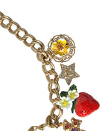 Dolce & Gabbana Gold Chain Rose Cross Strawberry Star Pendant Necklace - Zeiniez