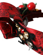 Dolce & Gabbana Red Cherry Sicily Embellished Women Hairband Diadem - Zeiniez