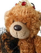 Dolce & Gabbana Brown Teddy Bear Gold Crystal Crown Hair Band Diadem - Zeiniez