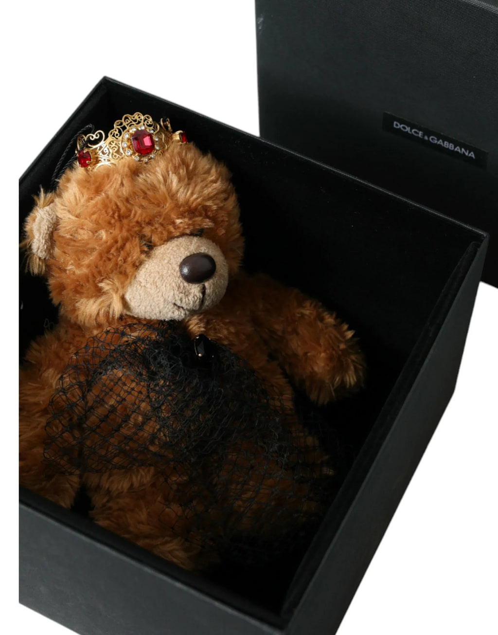 Dolce & Gabbana Brown Teddy Bear Gold Crystal Crown Hair Band Diadem - Zeiniez