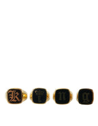 Dolce & Gabbana Gold Brass KING Enamel Set of 4 Ring - Zeiniez
