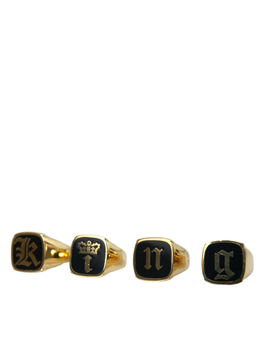 Dolce & Gabbana Gold Brass KING Enamel Set of 4 Ring - Zeiniez