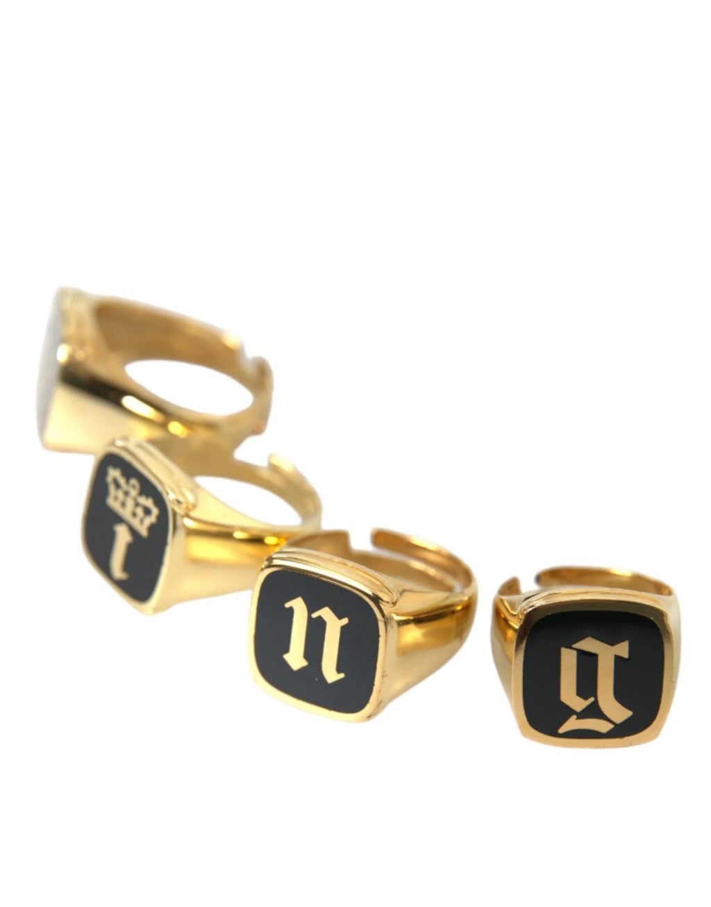 Dolce & Gabbana Gold Brass KING Enamel Set of 4 Ring - Zeiniez