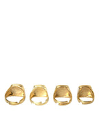 Dolce & Gabbana Gold Brass KING Enamel Set of 4 Ring - Zeiniez