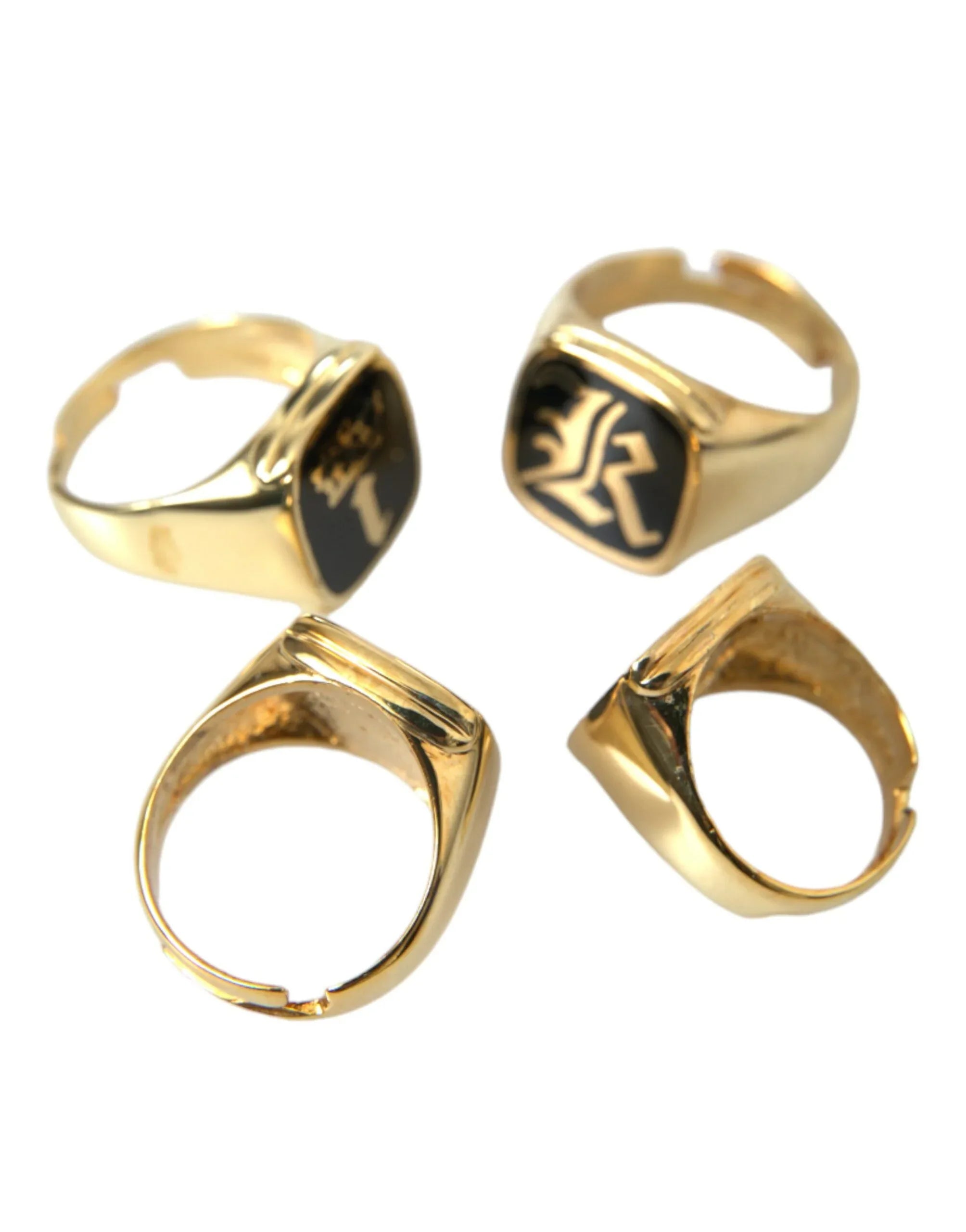 Dolce & Gabbana Gold Brass KING Enamel Set of 4 Ring - Zeiniez