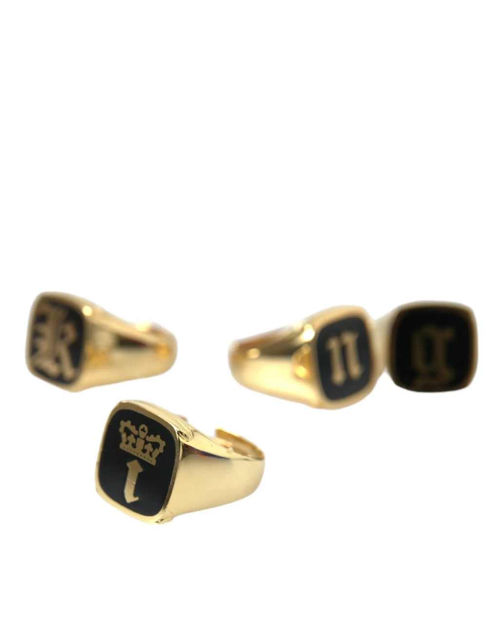 Dolce & Gabbana Gold Brass KING Enamel Set of 4 Ring - Zeiniez