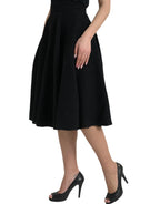 Dolce & Gabbana Black High Waist A-line Knee Length Skirt - Zeiniez