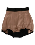Dolce & Gabbana Beige Silk High Waist Mini Hot Pants Shorts - Zeiniez