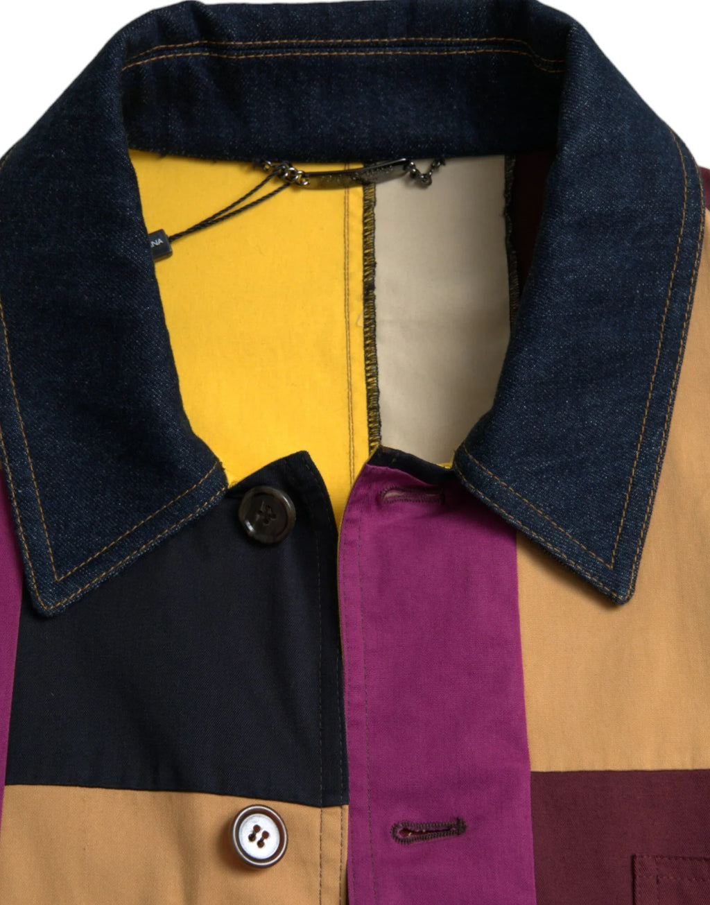 Dolce & Gabbana Multicolor Patchwork Cotton Collared Jacket - Zeiniez