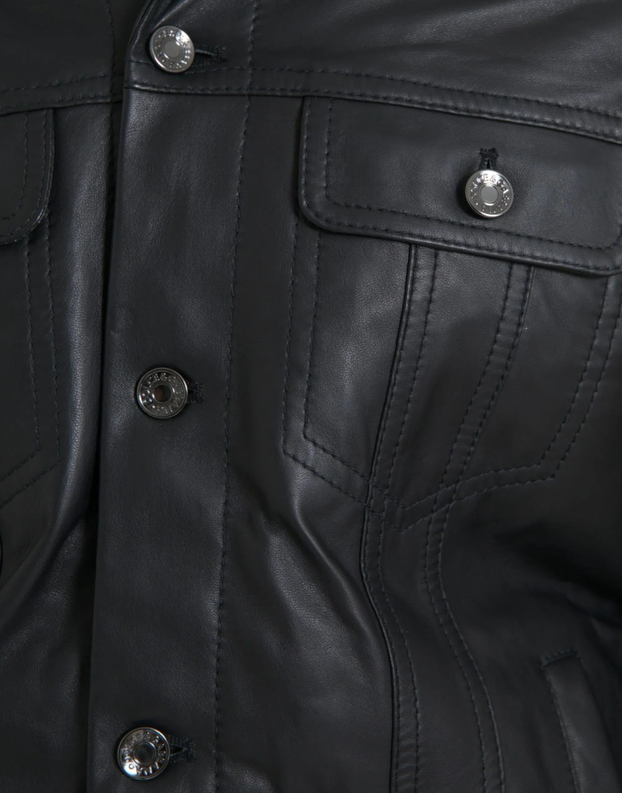 Dolce & Gabbana Black Leather Fur Collar Biker Coat Jacket - Zeiniez