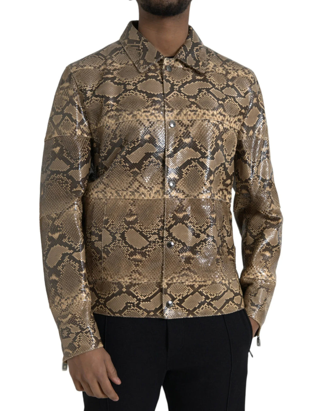 Dolce & Gabbana Beige Exotic Leather Biker Blouson Jacket - Zeiniez