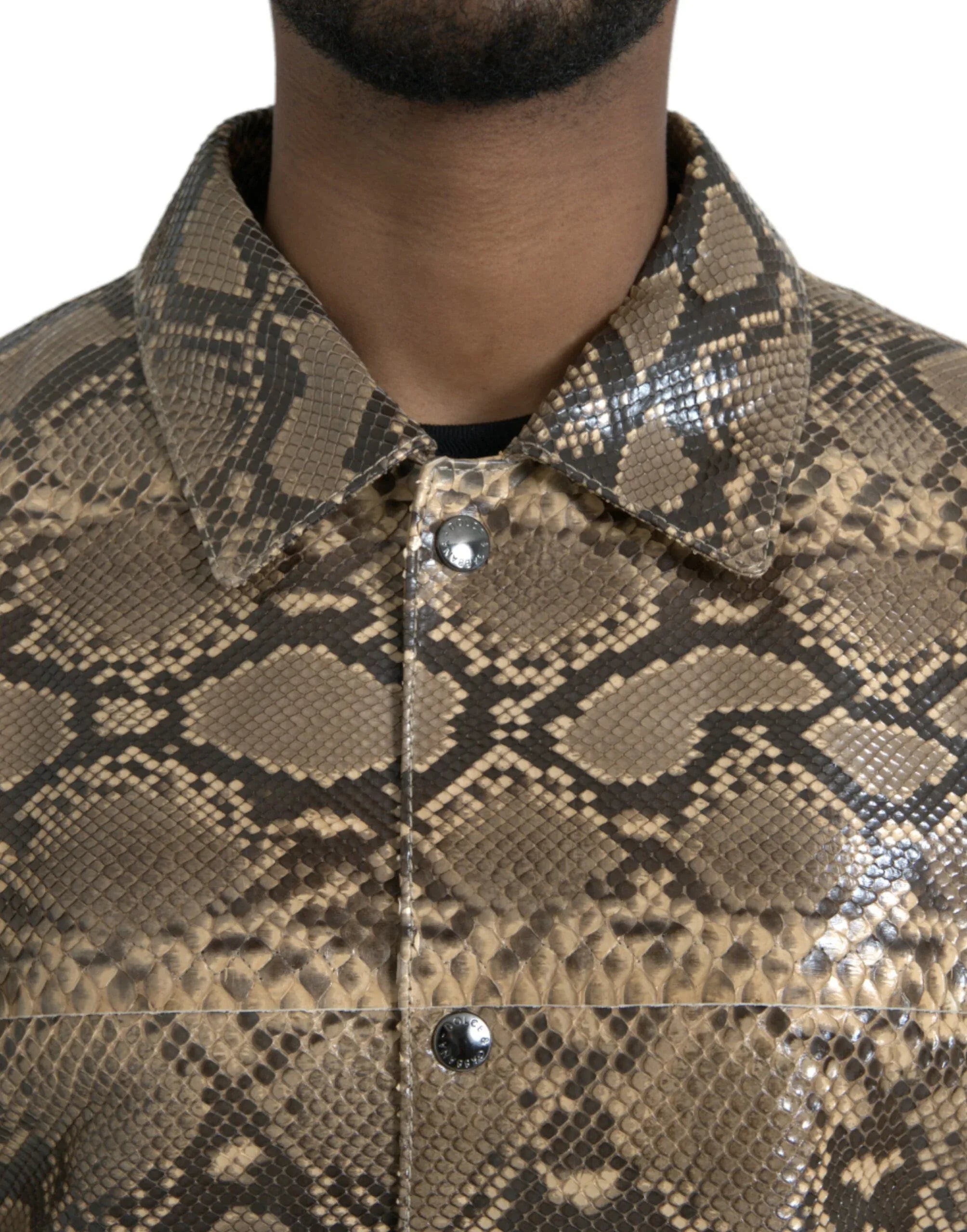 Dolce & Gabbana Beige Exotic Leather Biker Blouson Jacket - Zeiniez