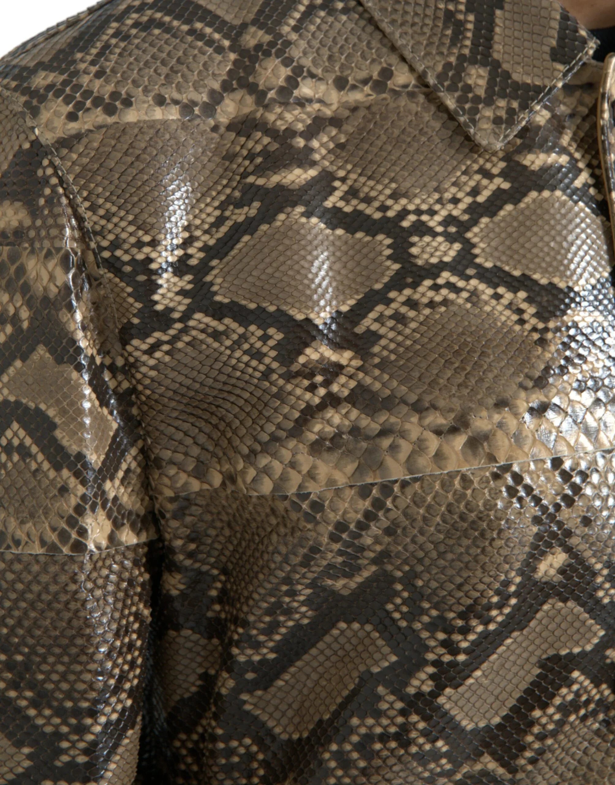 Dolce & Gabbana Beige Exotic Leather Biker Blouson Jacket - Zeiniez